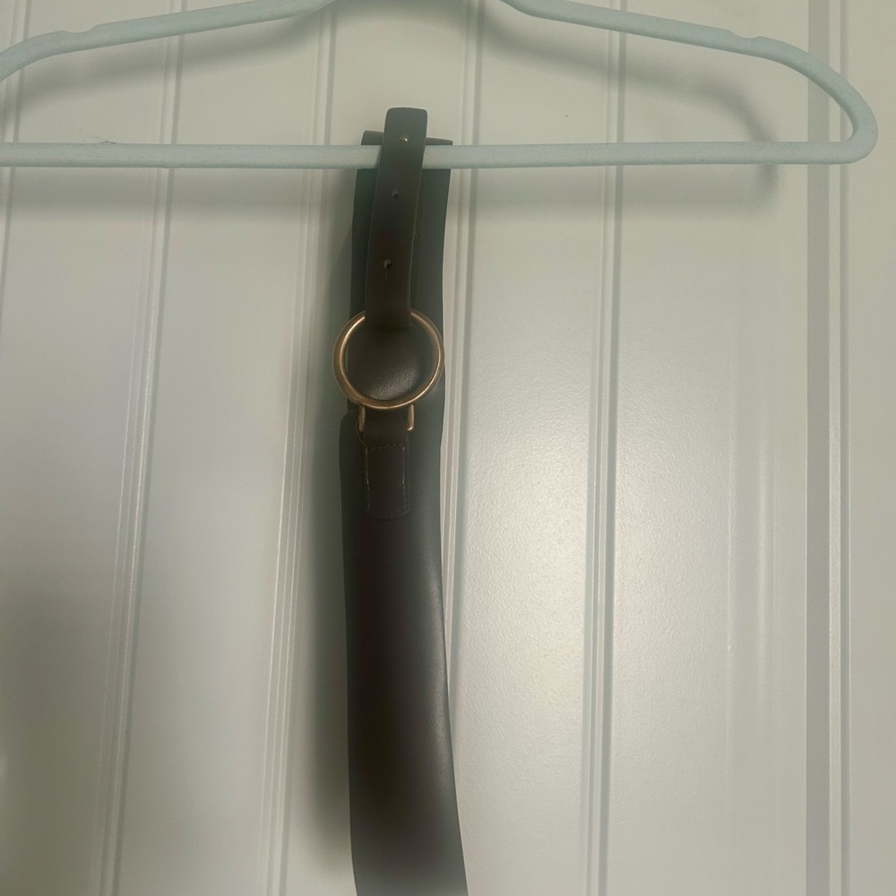 Karen Callan Brown Leather Belt with Brass color ring